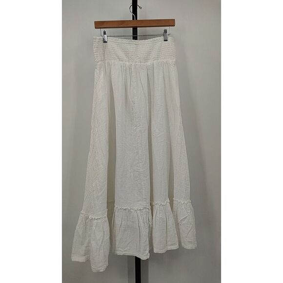 Quince Women 100% Organic Cotton Gauze Smocked Maxi Skirt White Basic XS - Picture 3 of 3